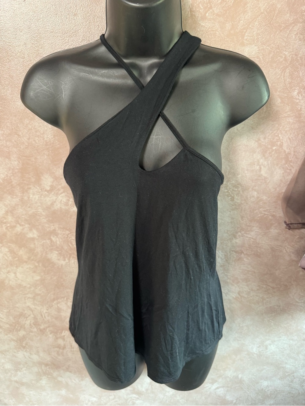 Women’s Black Asymmetric Cross-Strap Tank Top